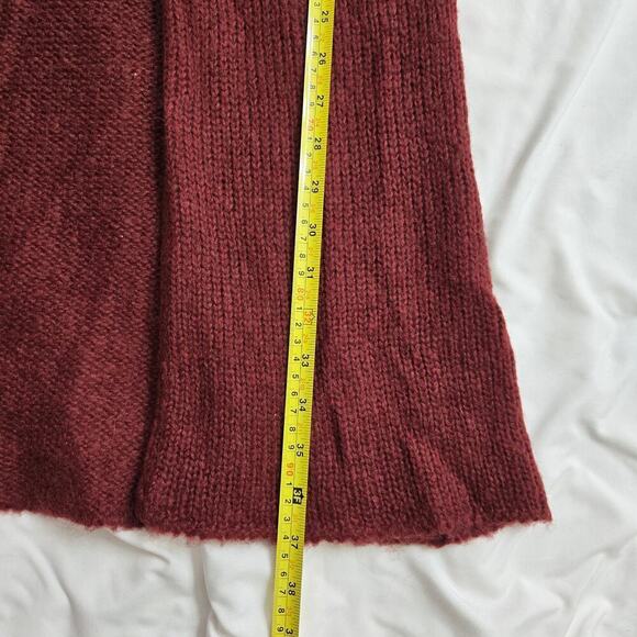 Rave Womens Vintage Y2K Knit Tie-Front Cardigan M Wool-Blend Long Sweater Maroon - Picture 10 of 10